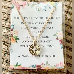 Gold plated compass necklace